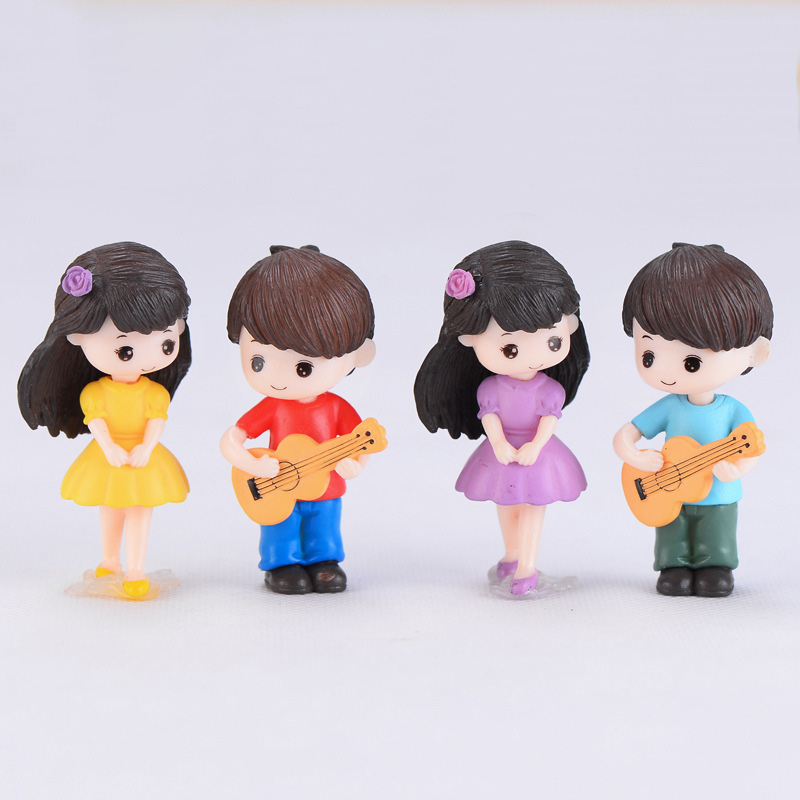 Car Accessories Xmas - ตุ๊กตาคู่รักกีตาร์จิ๋ว ชายหญิง คู่รัก ตกแต่งสวน ของตกแต่งงานแต่งงาน เค้ก