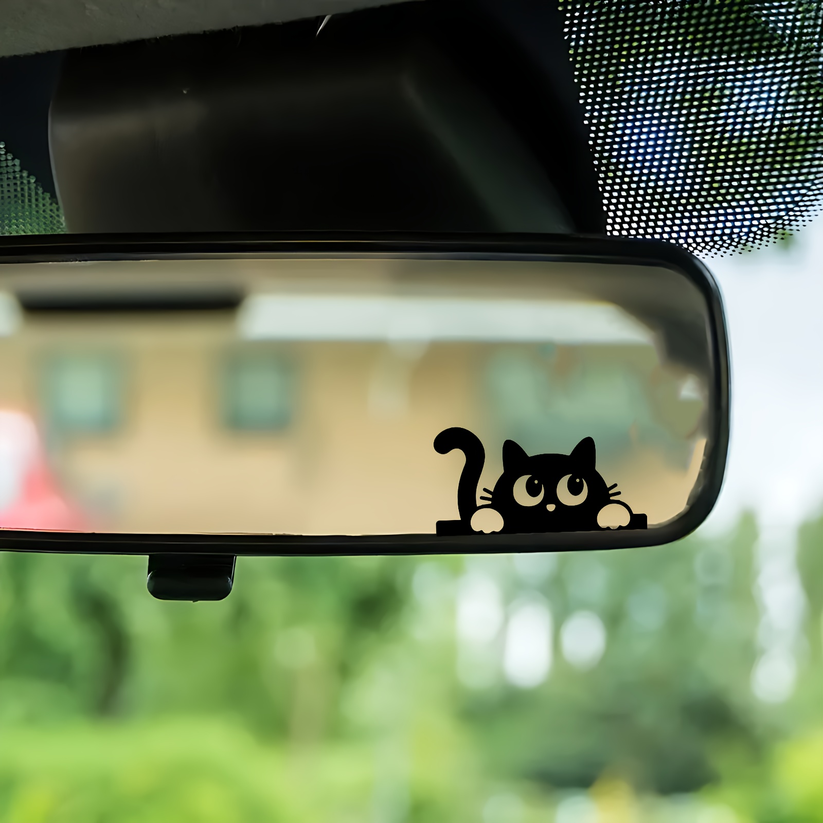 Car Accessories Xmas - สติกเกอร์ติดกระจกมองหลังรถยนต์ลายแมวน่ารัก สติกเกอร์ติดกระจกข้างลายลูกแมวตลก ของขวัญคริสต์มาส กันน้ำ วัสดุไวนิล ตกแต่งรถยนต์