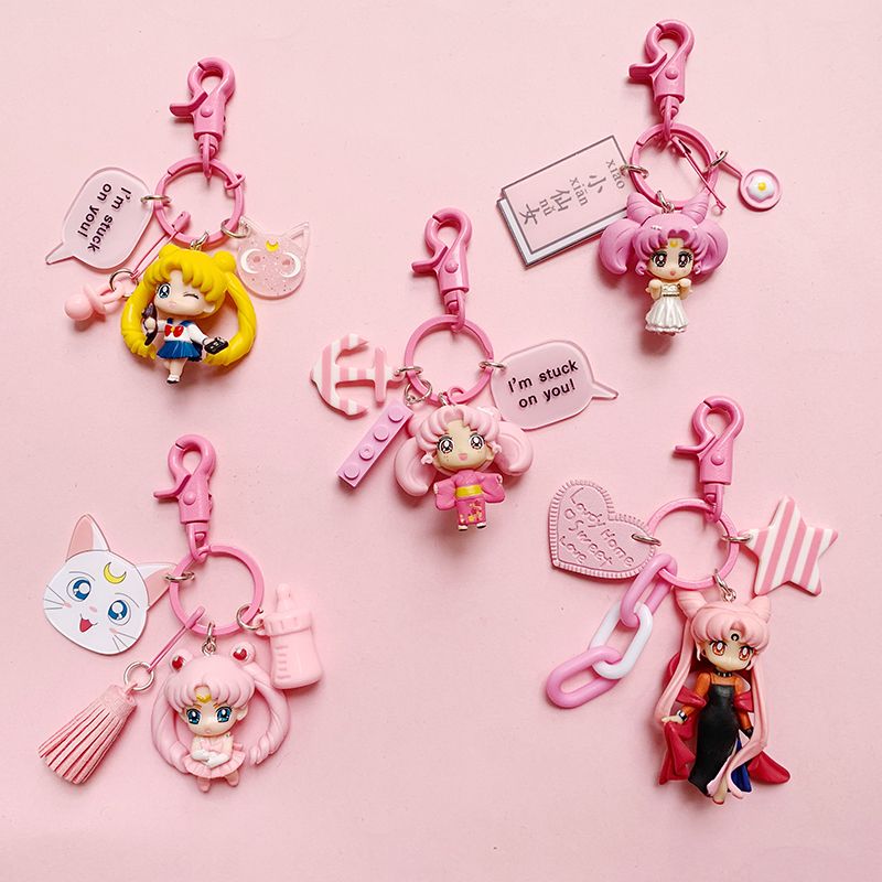 Car Accessories Wholesale - พวงกุญแจอนิเมะเซเลอร์มูน น่ารัก สไตล์สาวหวาน พวงกุญแจรูปหัวใจ พวงกุญแจรถยนต์ พวงกุญแจคู่รักน่ารัก