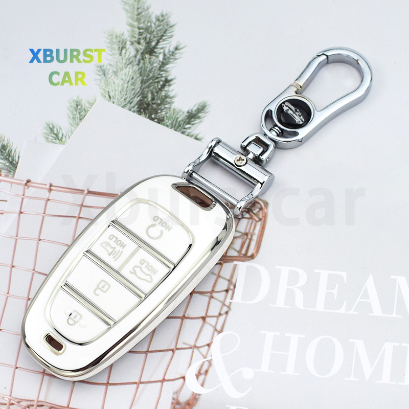 Car Accessories Xmas - เคสเคสกุญแจรถยนต์5ปุ่มสำหรับ Hyundai Santa Fe Tucson 2022
