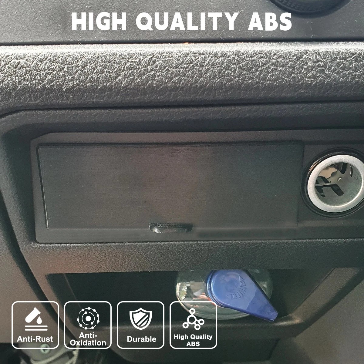 Car Accessories Dashboard - ลิ้นชักเก็บของตรงกลางคอนโซลรถยนต์ สีดำ ทำจากพลาสติก ทนทาน สำหรับรถยนต์ VW