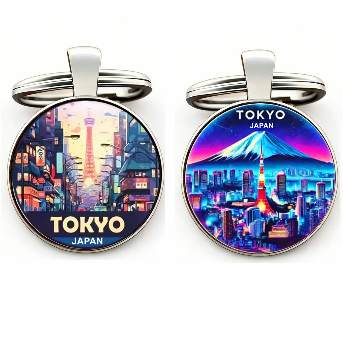 Car Accessories In Tokyo - พวงกุญแจโตเกียว 1 ชิ้น พวงกุญแจหอคอยภูเขาไฟฟูจิ โลหะ แก้ว