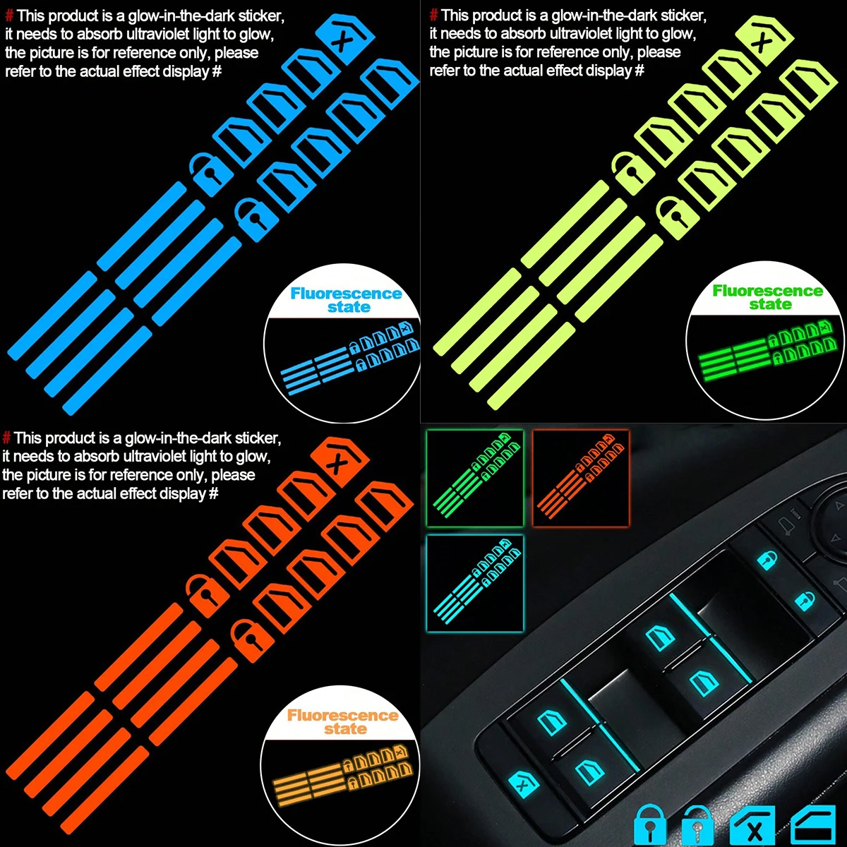 สติกเกอร์เรืองแสงติดปุ่มควบคุม - Car Accessories For Inside บทวิจารณ์และราคา